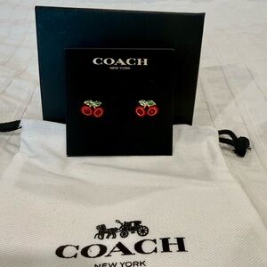 Coach Red and Green Cherry Earrings